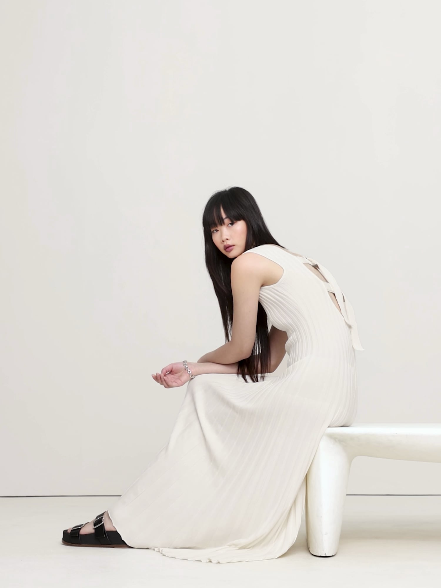 Image number 2 showing, SCULPTED RIBBED BACKLESS MAXI DRESS