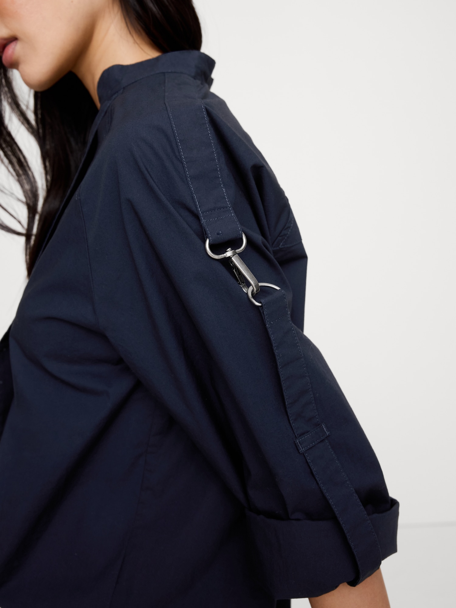 Image number 3 showing, COTTON POPLIN ZIP POPOVER TOP