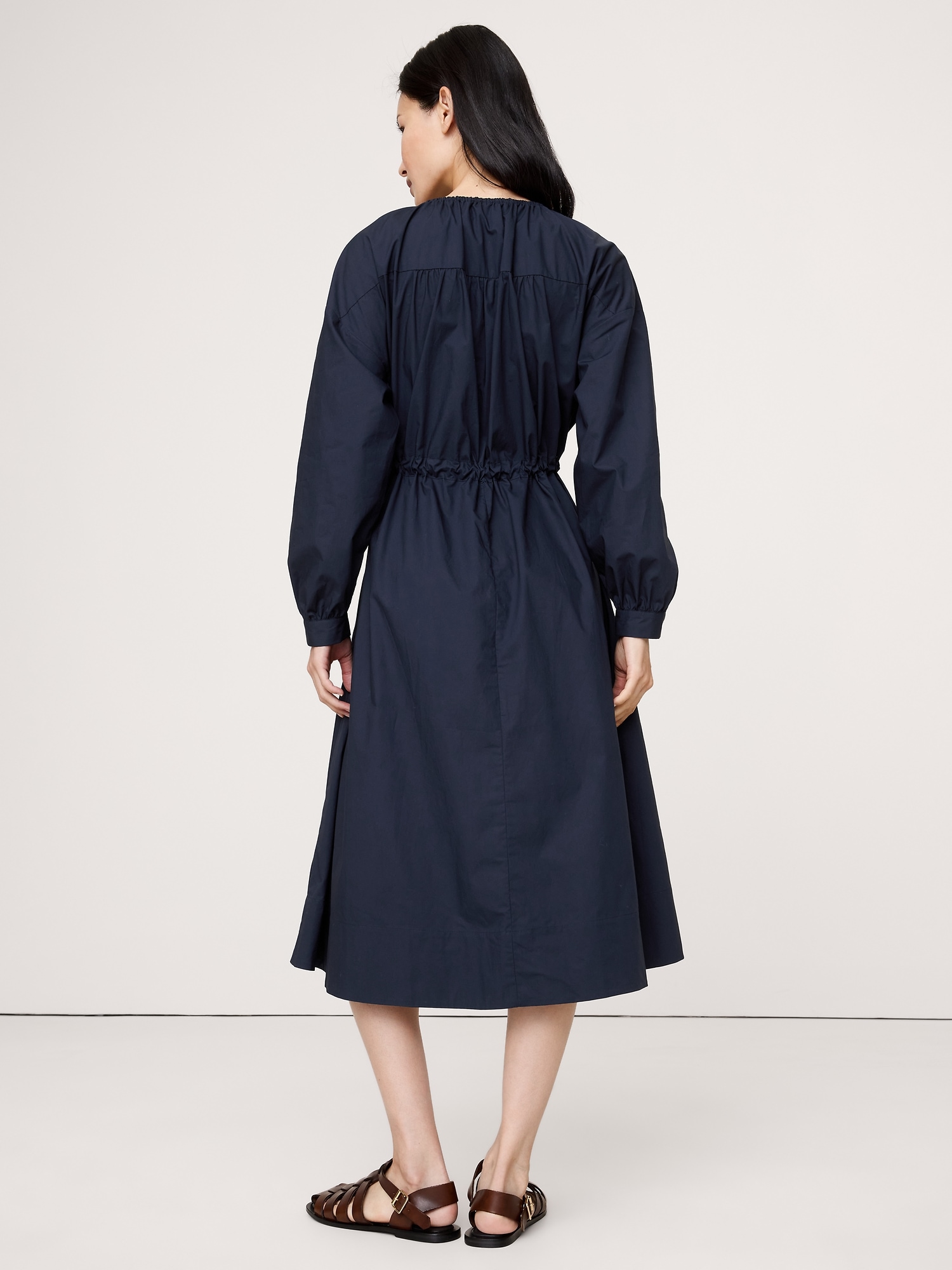 Image number 6 showing, COTTON POPLIN POCKET MIDI SHIRTDRESS