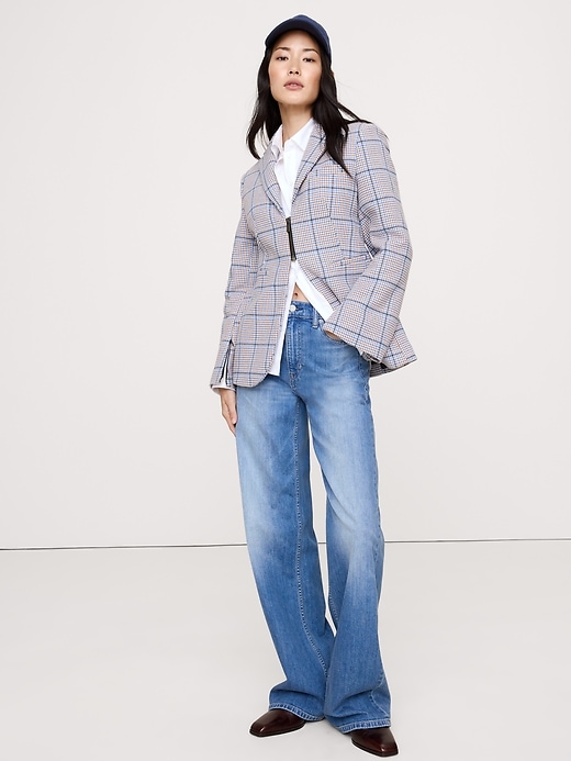Image number 1 showing, Italian Plaid Zip Blazer