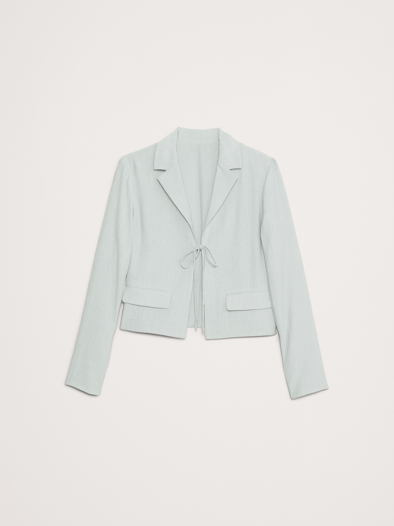 Crinkle Tie-Front Cropped Blazer