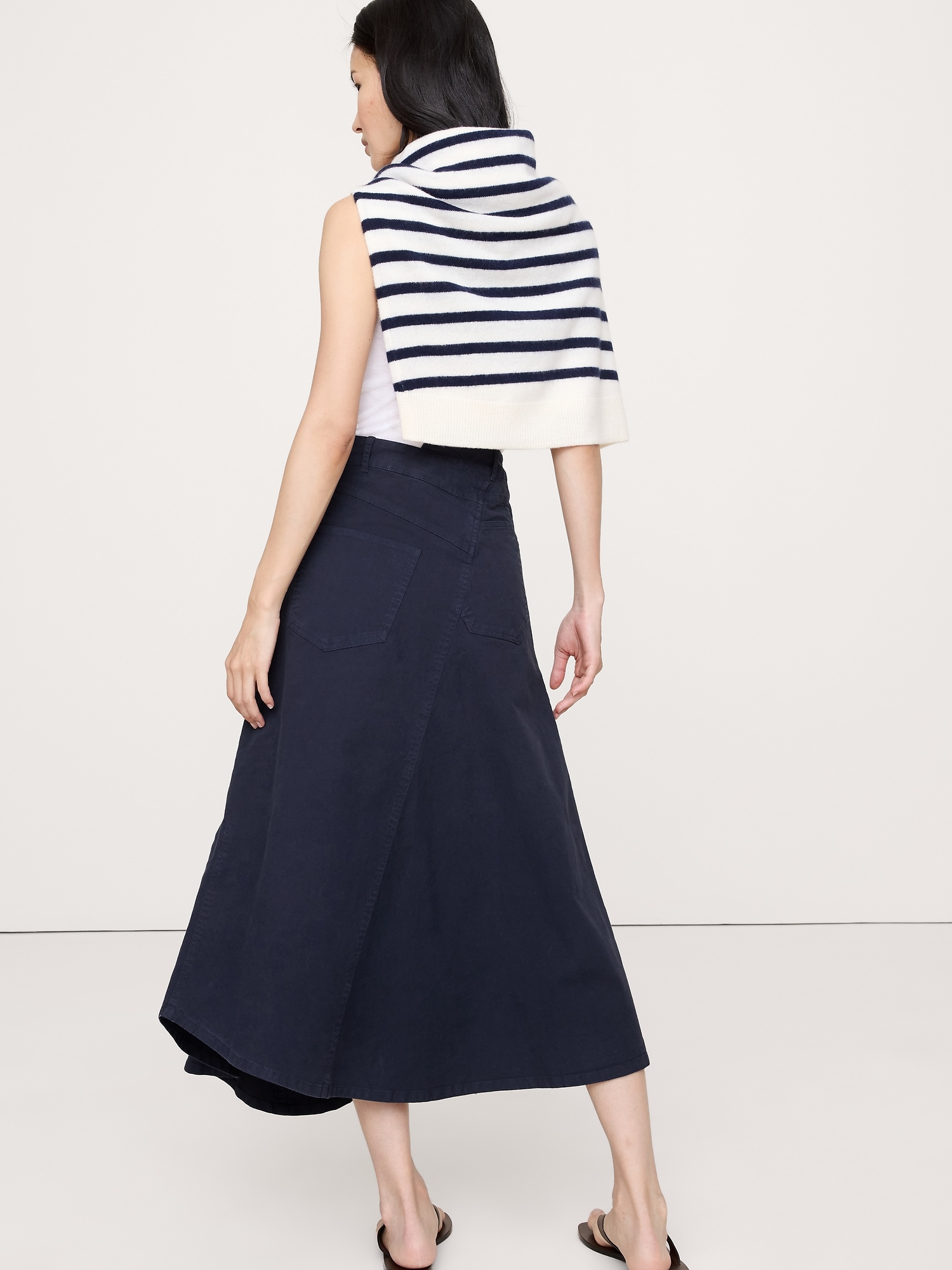 Image number 2 showing, CROSSOVER STRETCH-COTTON LONG-MIDI SKIRT
