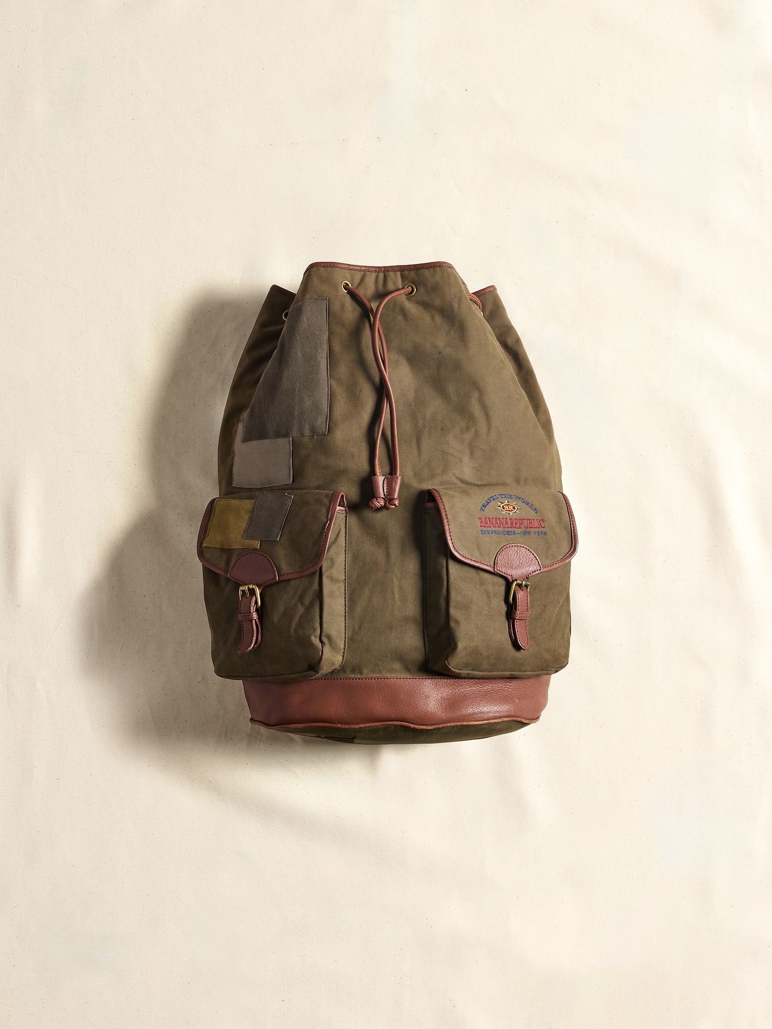 Vintage Patched Logo Backpack - Green