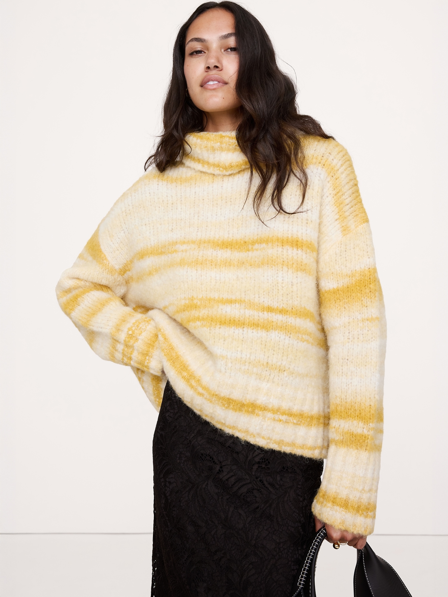 Italian Alpaca-Blend Funnel-Neck Sweater - Yellow Glow