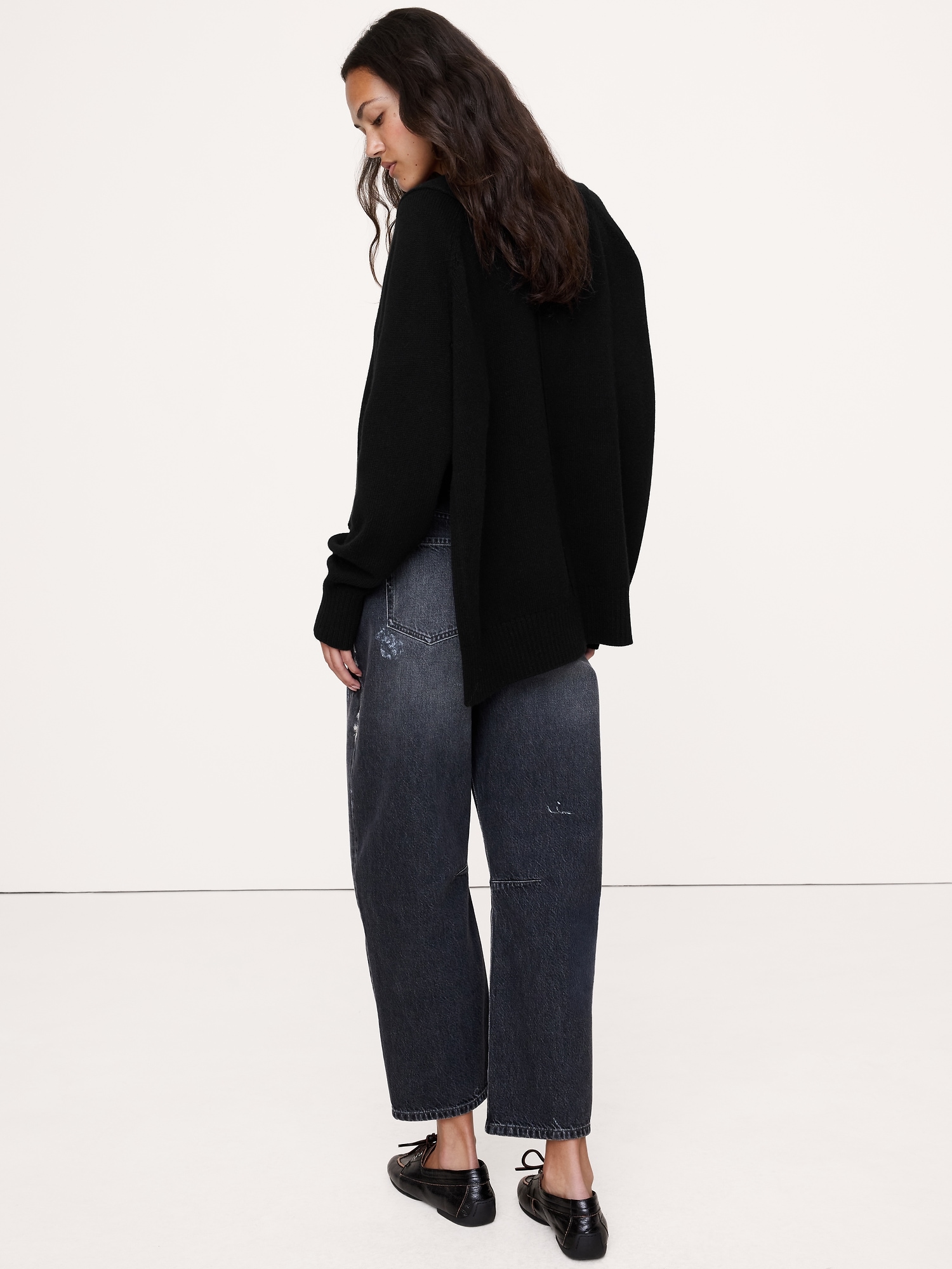 Image number 2 showing, Oversized Merino-Cotton High-Low Cardigan