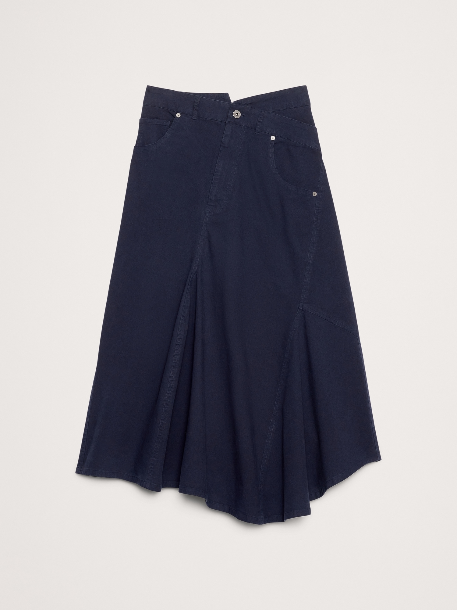 Image number 4 showing, CROSSOVER STRETCH-COTTON LONG-MIDI SKIRT