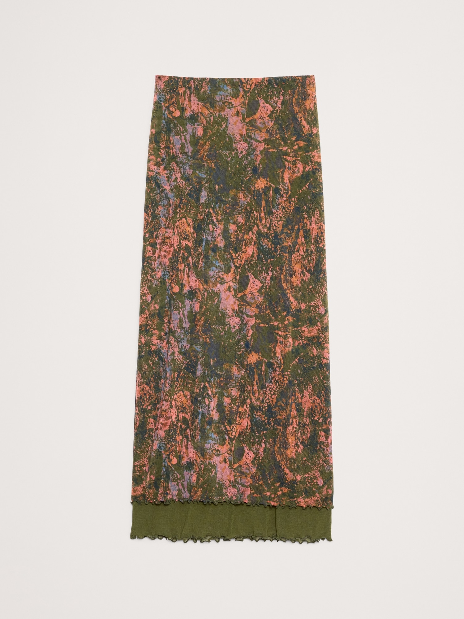 Image number 4 showing, LETTUCE-HEM MESH MIDI SKIRT
