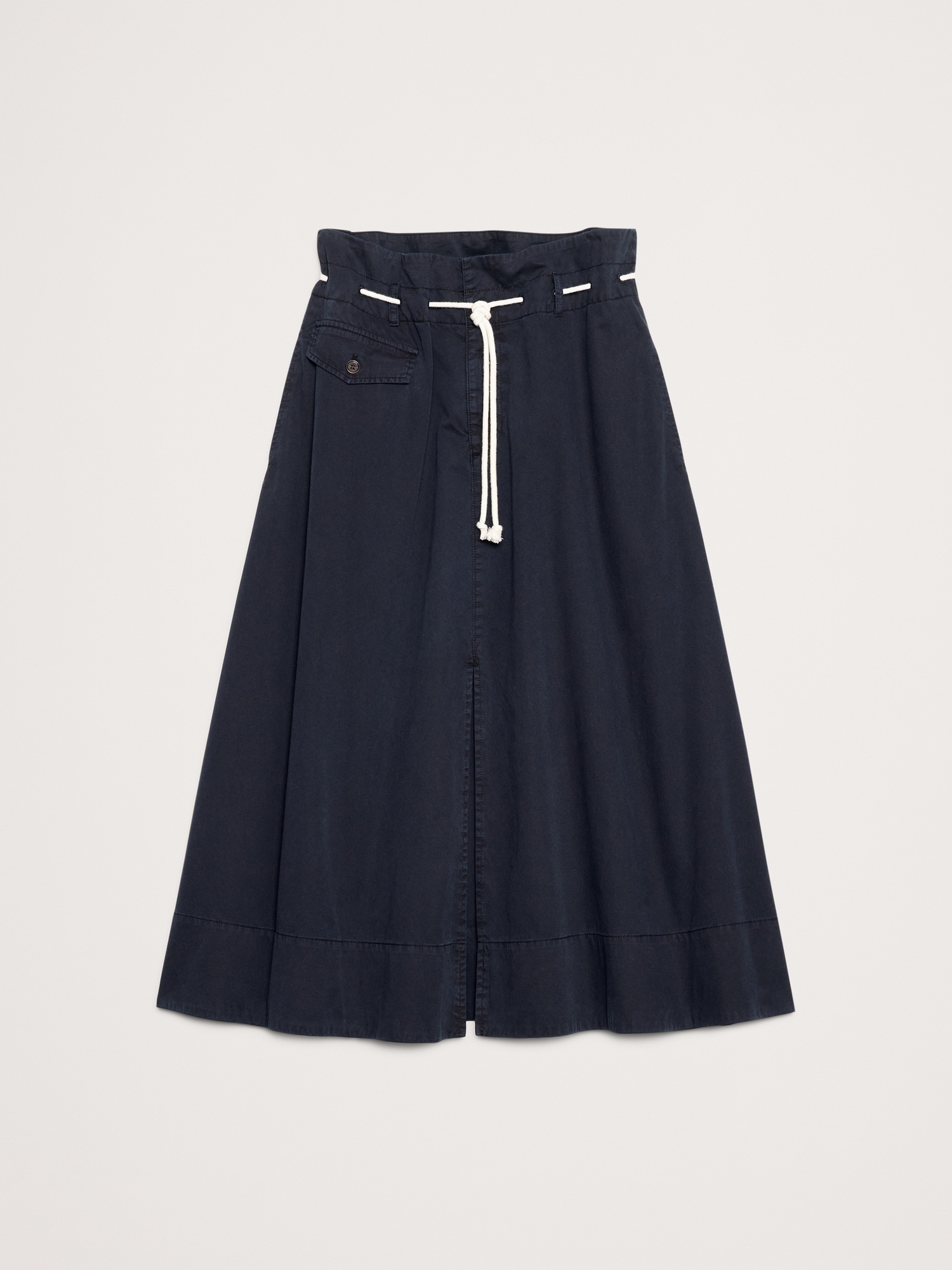 Image number 4 showing, COTTON POPLIN LONG MIDI SKIRT WITH ROPE TIE