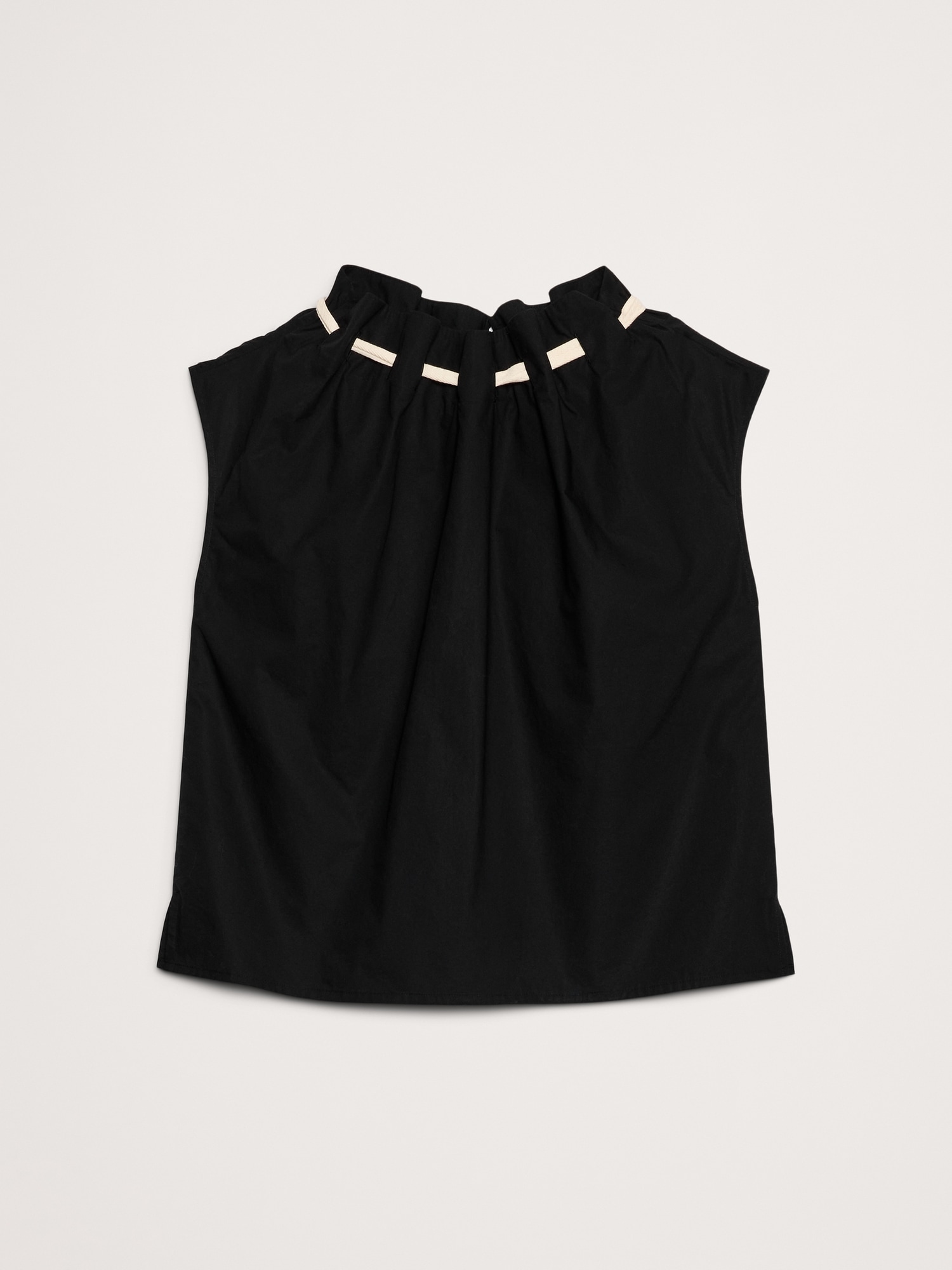 Image number 7 showing, COTTON POPLIN CINCH-NECK TOP
