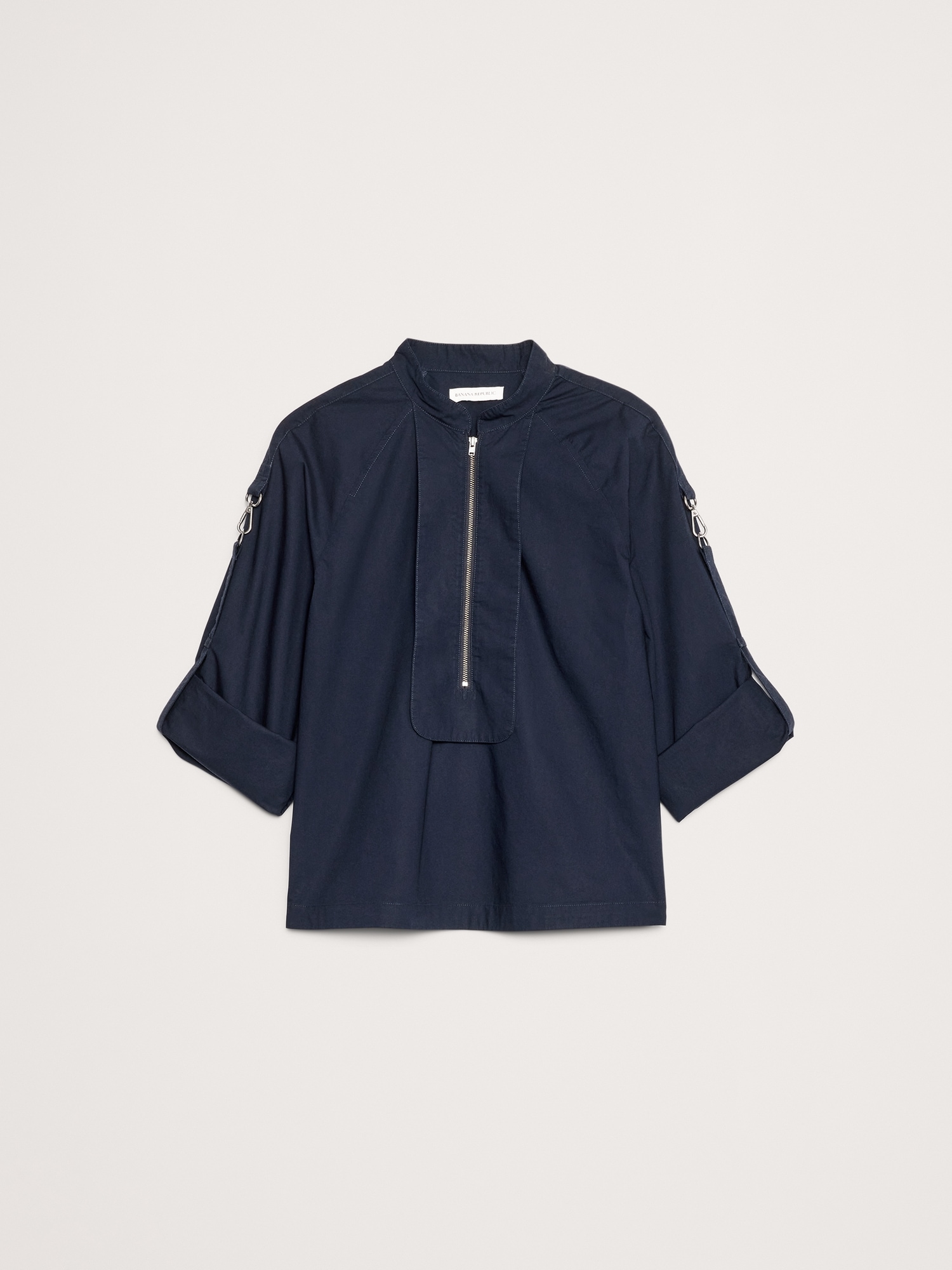 Image number 5 showing, COTTON POPLIN ZIP POPOVER TOP