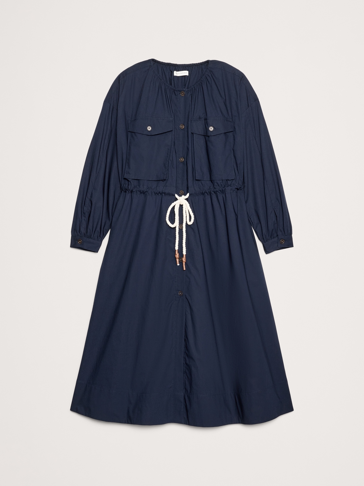 Image number 8 showing, COTTON POPLIN POCKET MIDI SHIRTDRESS