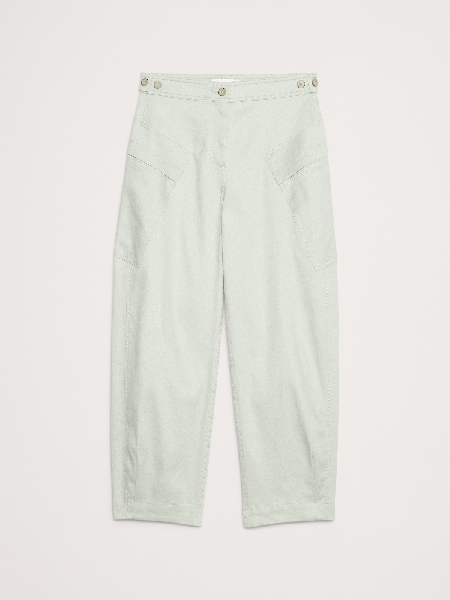 High-Rise Barrel Linen-Cotton Utility Pant