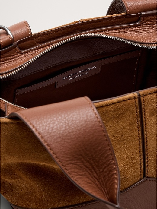 Leather & Suede Mini Zip Tote | Banana Republic