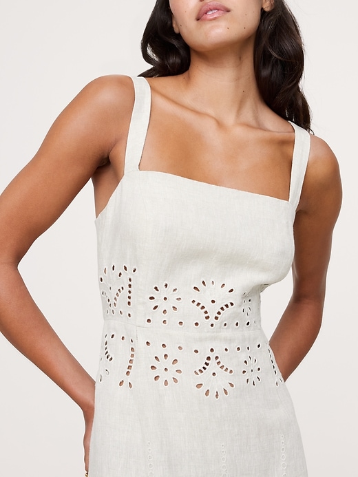 Eyelet Linen Midi Dress