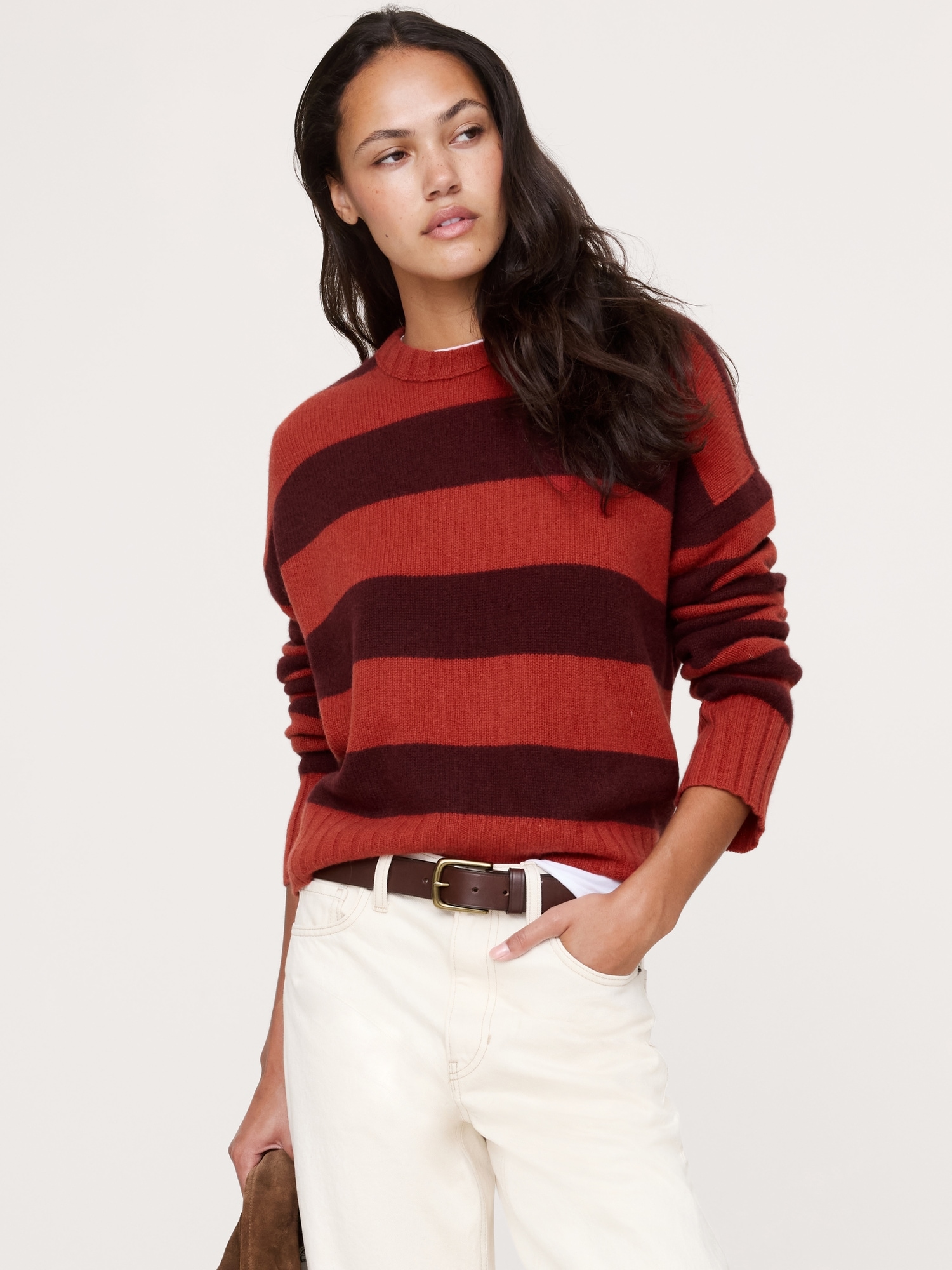 Image number 1 showing, Oversized Midweight Cashmere Crew-Neck Sweater