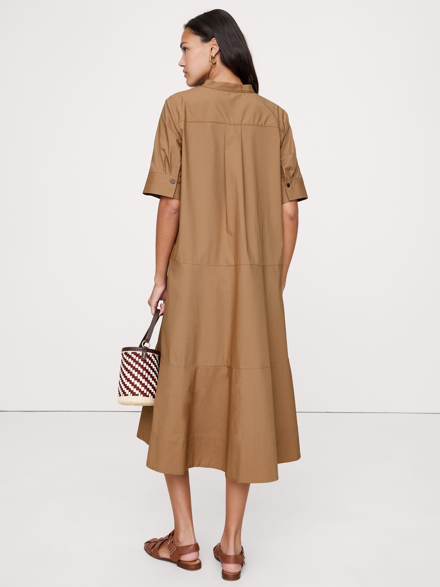 Image number 2 showing, Cotton Poplin Tuxedo-Front Midi Dress