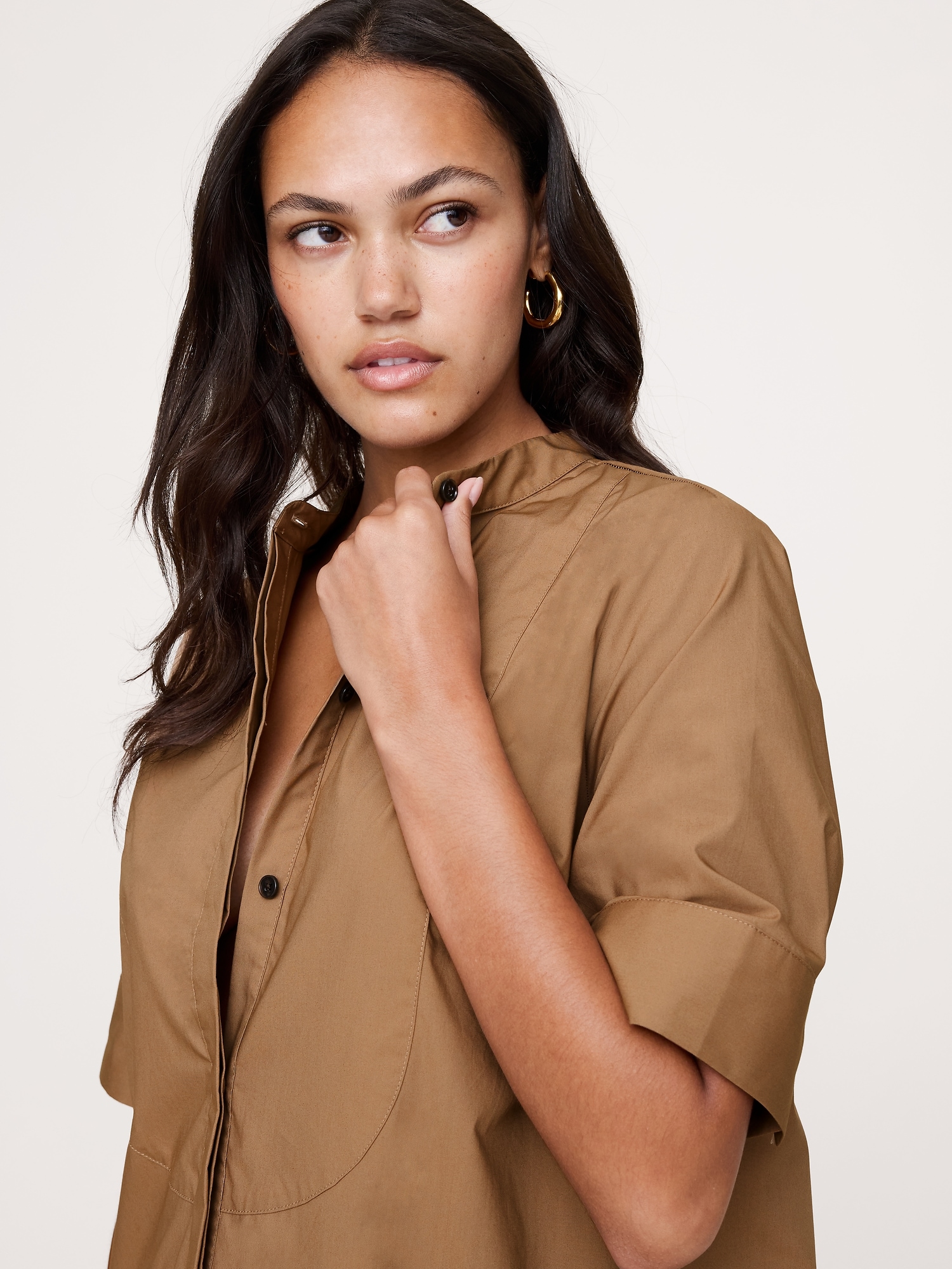 Image number 3 showing, Cotton Poplin Tuxedo-Front Midi Dress