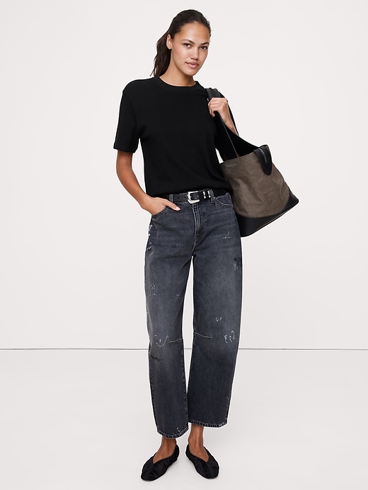 Oversized Cotton-Silk V-Neck T-Shirt