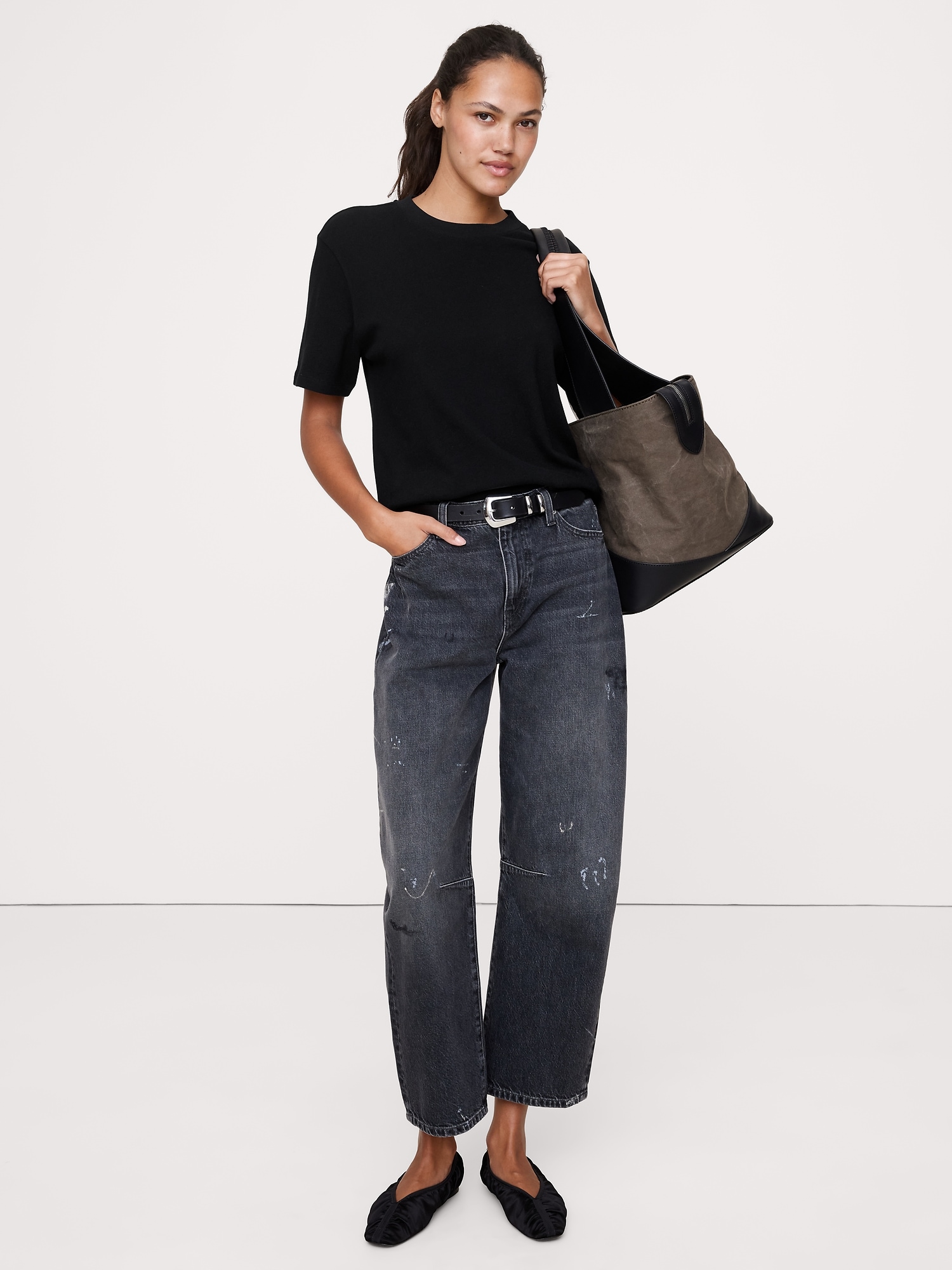 Relaxed Jersey Cotton Crew-Neck T-Shirt - Black
