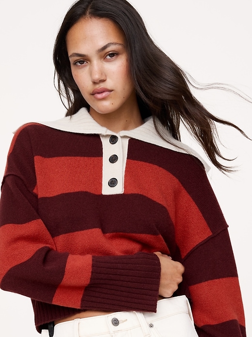 Oversized Cashmere Cropped Sweater Polo