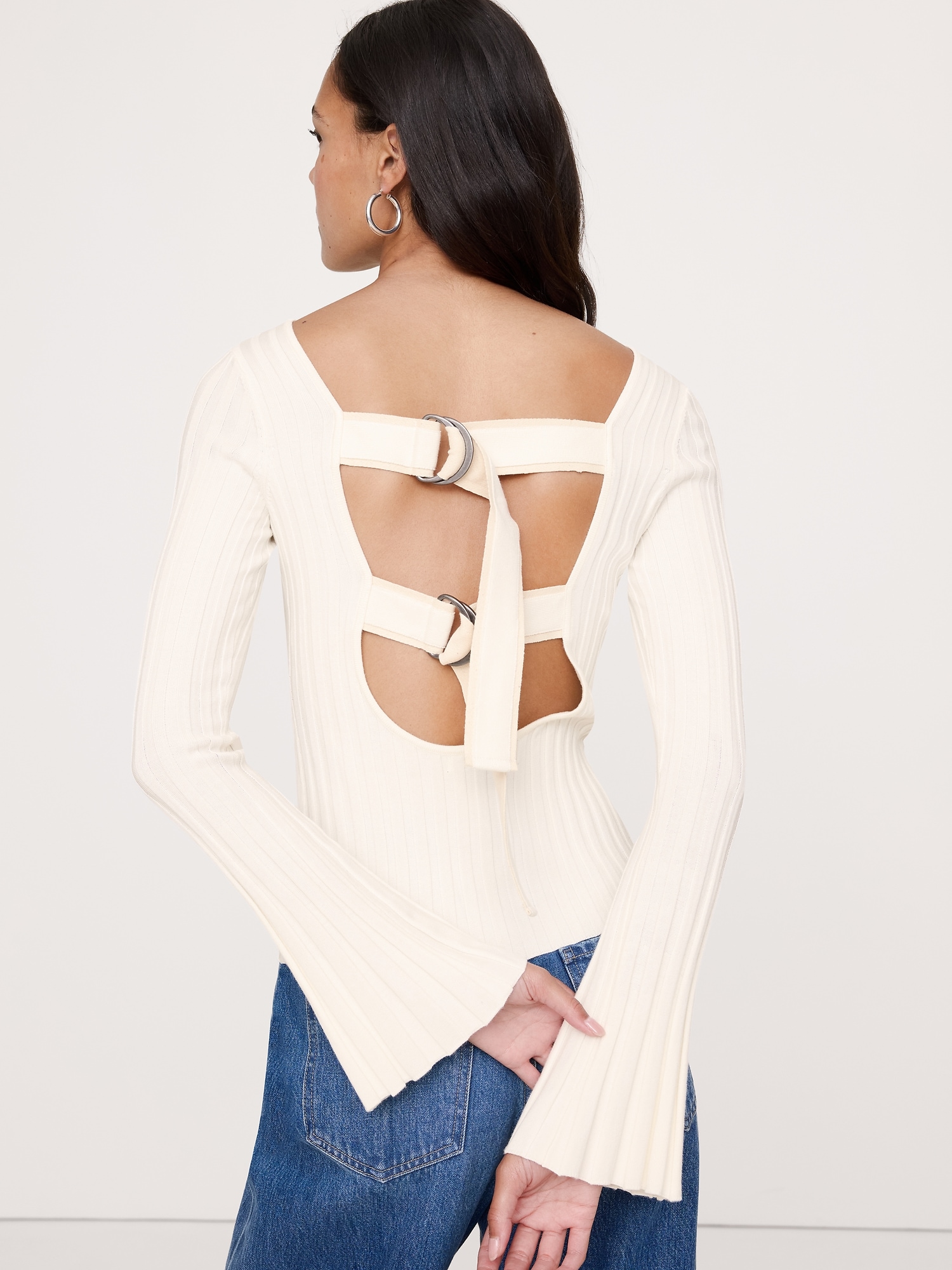 Image number 1 showing, SCULPTED RIBBED BACKLESS TOP