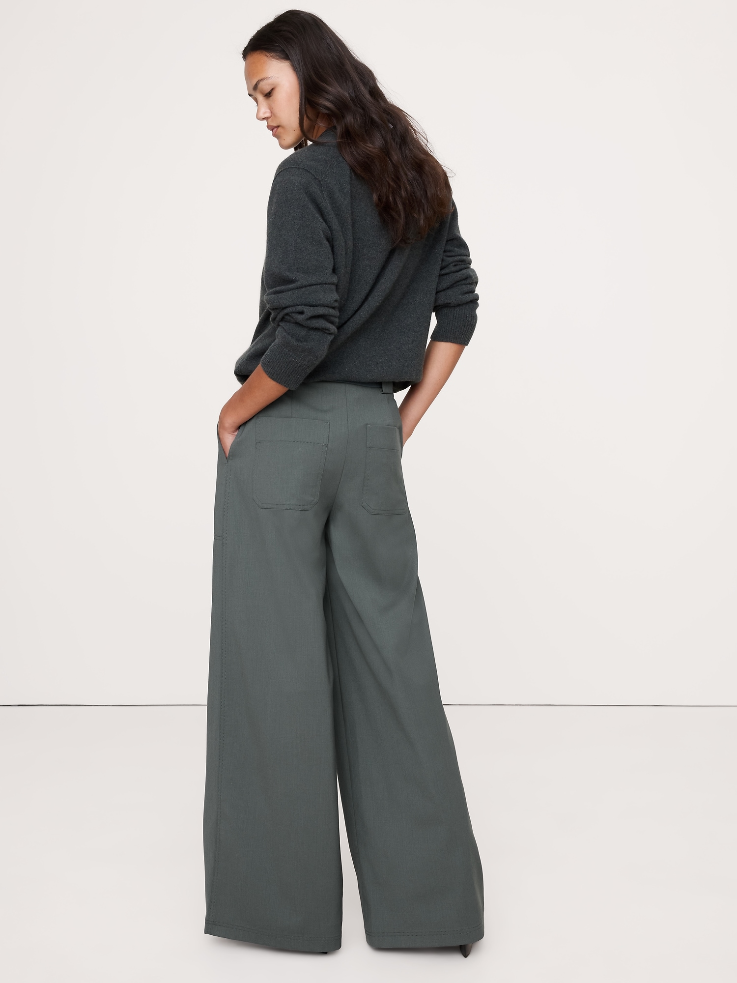 Image number 6 showing, High-Rise Wide-Leg Italian Wool Pant