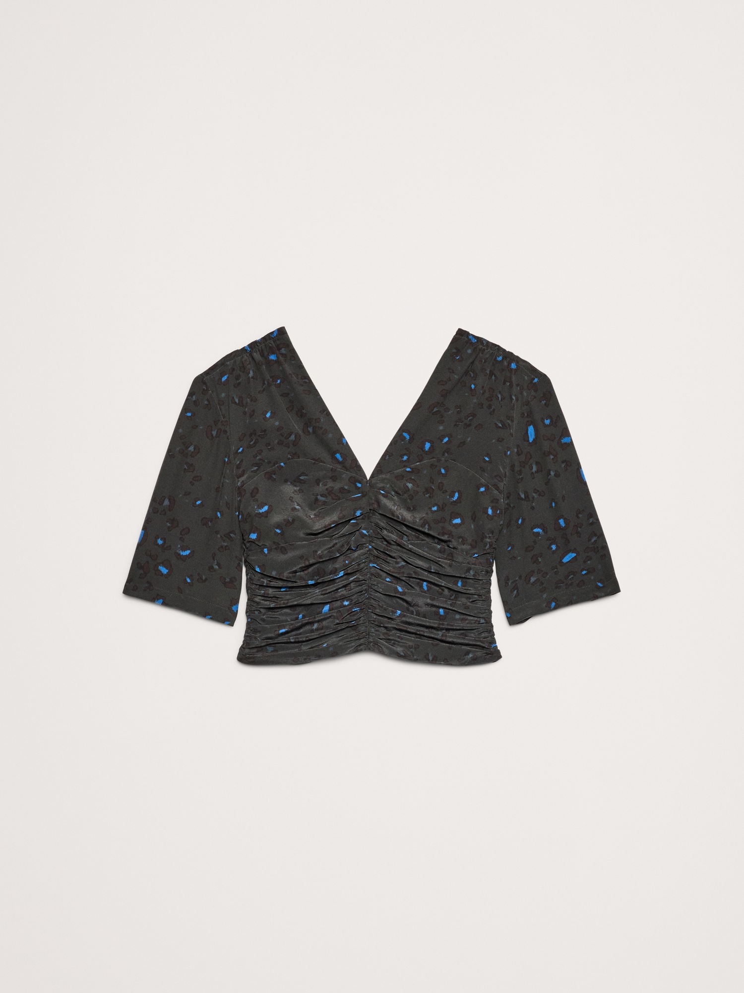 Женский топ Banana Republic Matte Silk Ruched Top, цвет: Тёмно-зелёный леопардовый — фото 4
