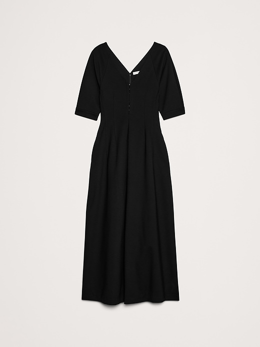 Ponte Puff-Sleeve Maxi Dress | Banana Republic