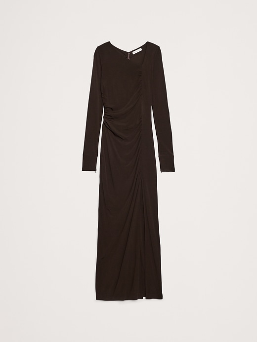 Banana Republic Women's Matte Jersey Ruched Maxi Dress Jasper Red Size M