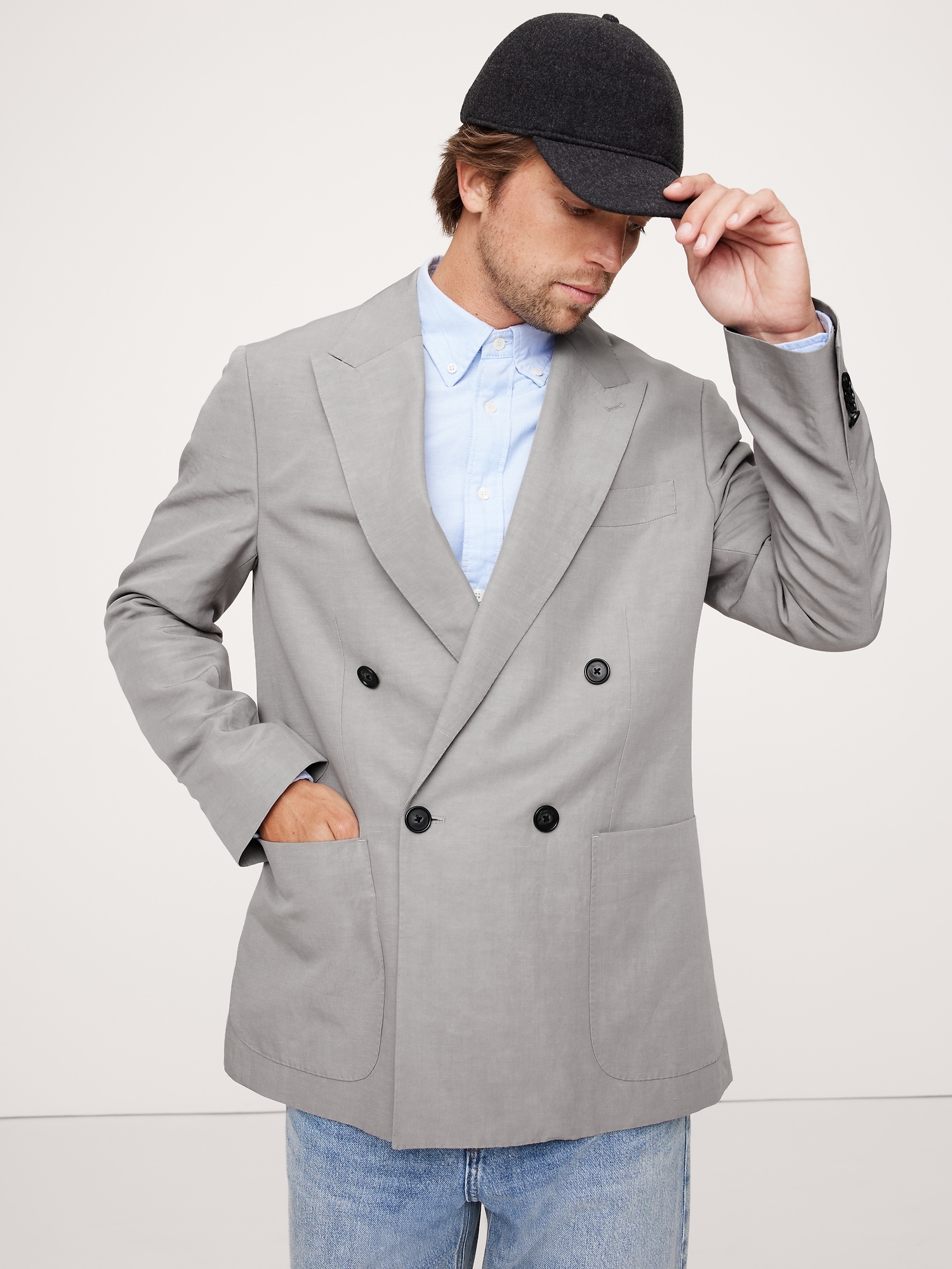 Image number 4 showing, Relaxed Double-Breasted Tencel™-Linen Suit Jacket