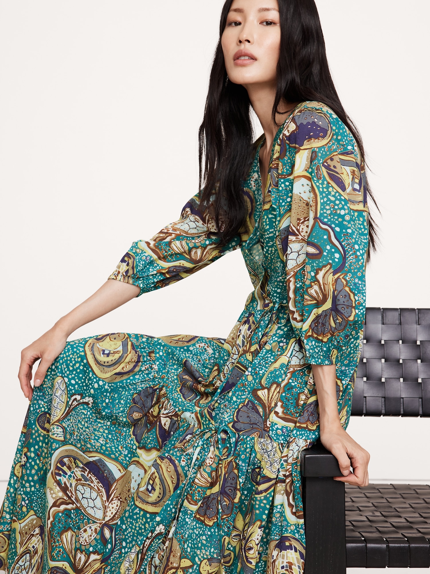 Cotton Wrap Maxi Dress