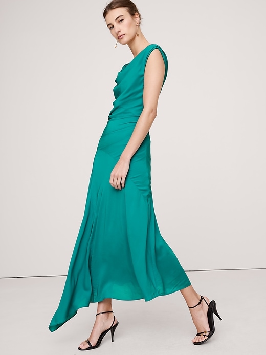 Crepe Twist-Shoulder Dress