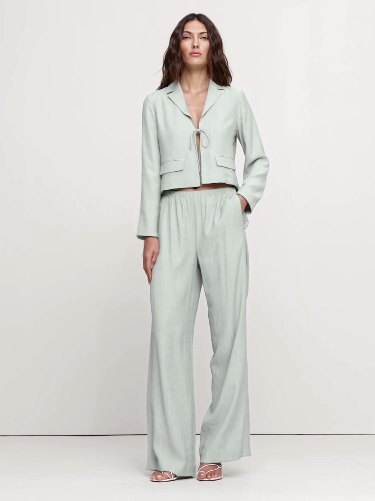 Image number 2 showing, Crinkle Tie-Front Cropped Blazer