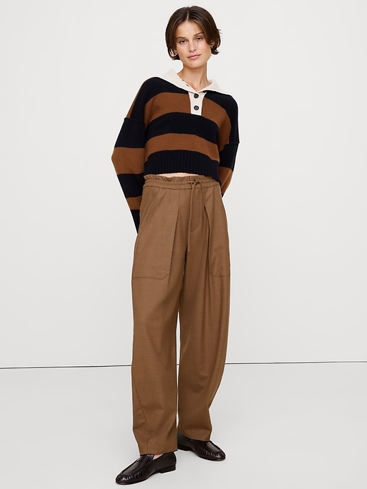Mid-Rise Flare Stretch Wool-Blend Pant