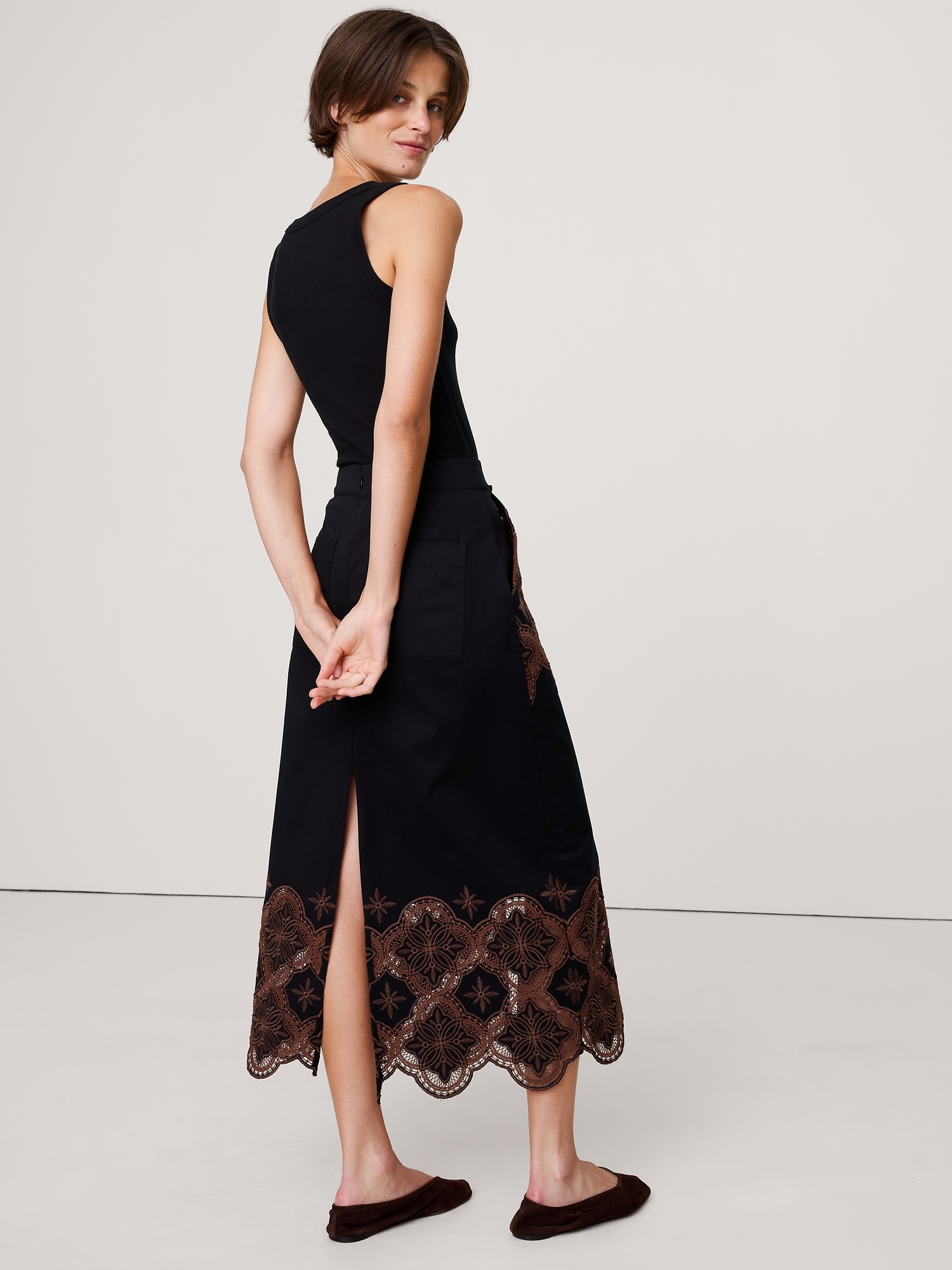 Image number 3 showing, Embroidered Corduroy Midi Skirt