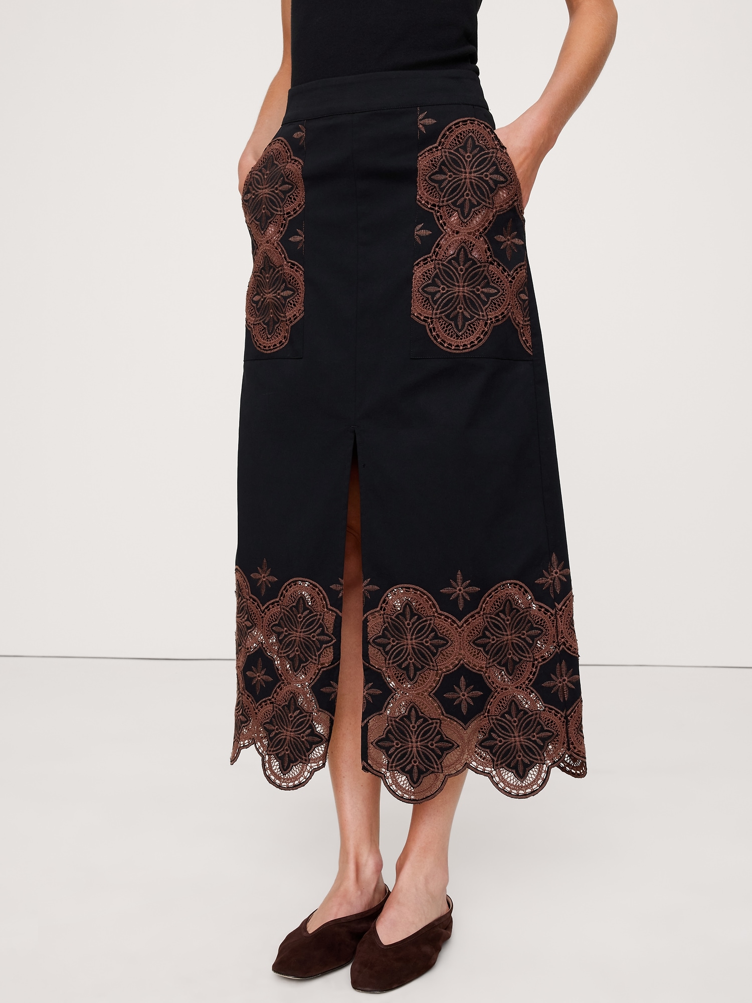 Image number 4 showing, Embroidered Corduroy Midi Skirt