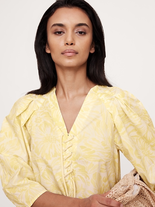 Cotton Poplin Lace-Up Cropped Shirt