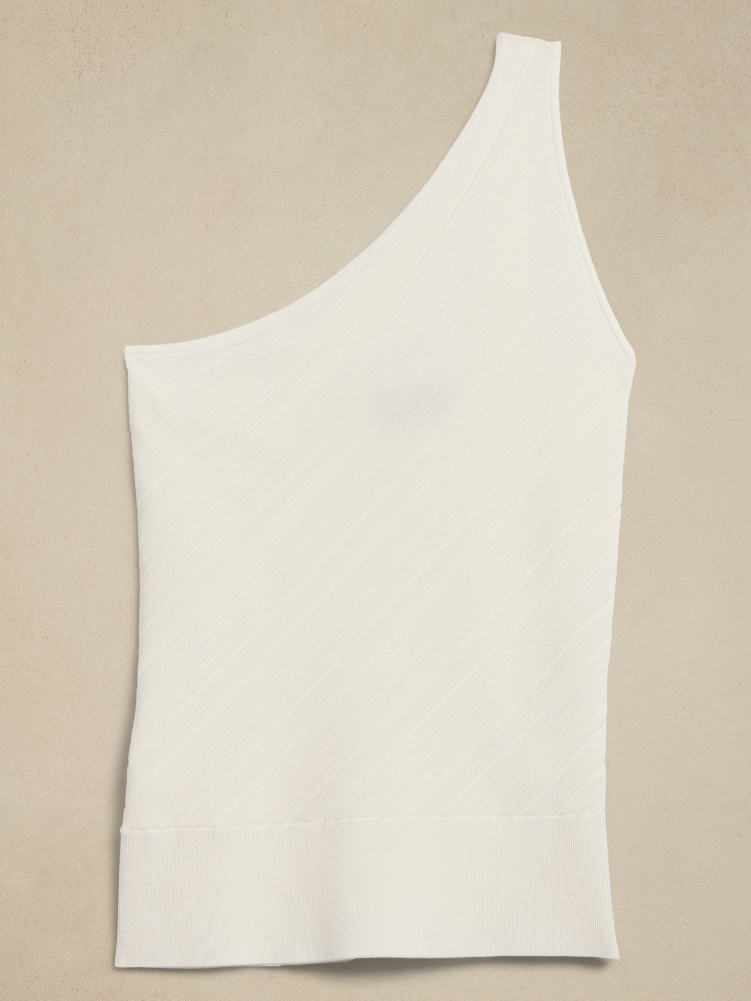 Emilia Ribbed One-Shoulder Top - White