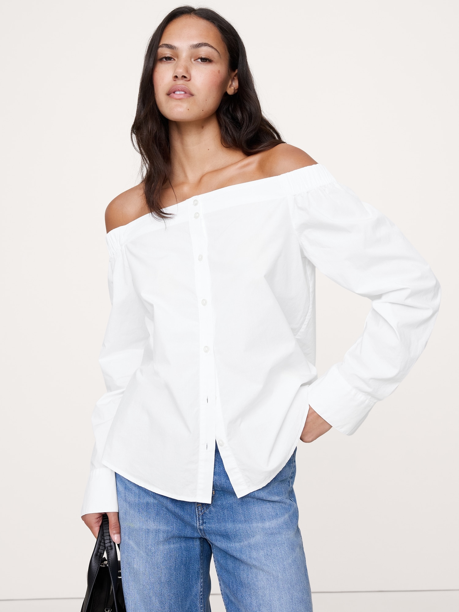 Cotton Poplin Off The Shoulder Top