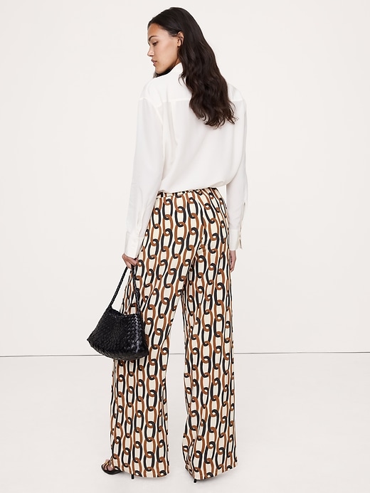 Mid-Rise Wide-Leg Matte Silk Pull-On Pant