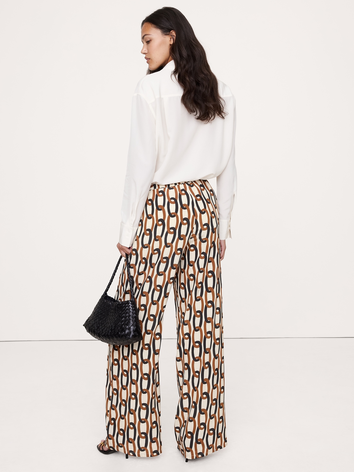 Image number 3 showing, Mid-Rise Wide-Leg Matte Silk Pull-On Pant