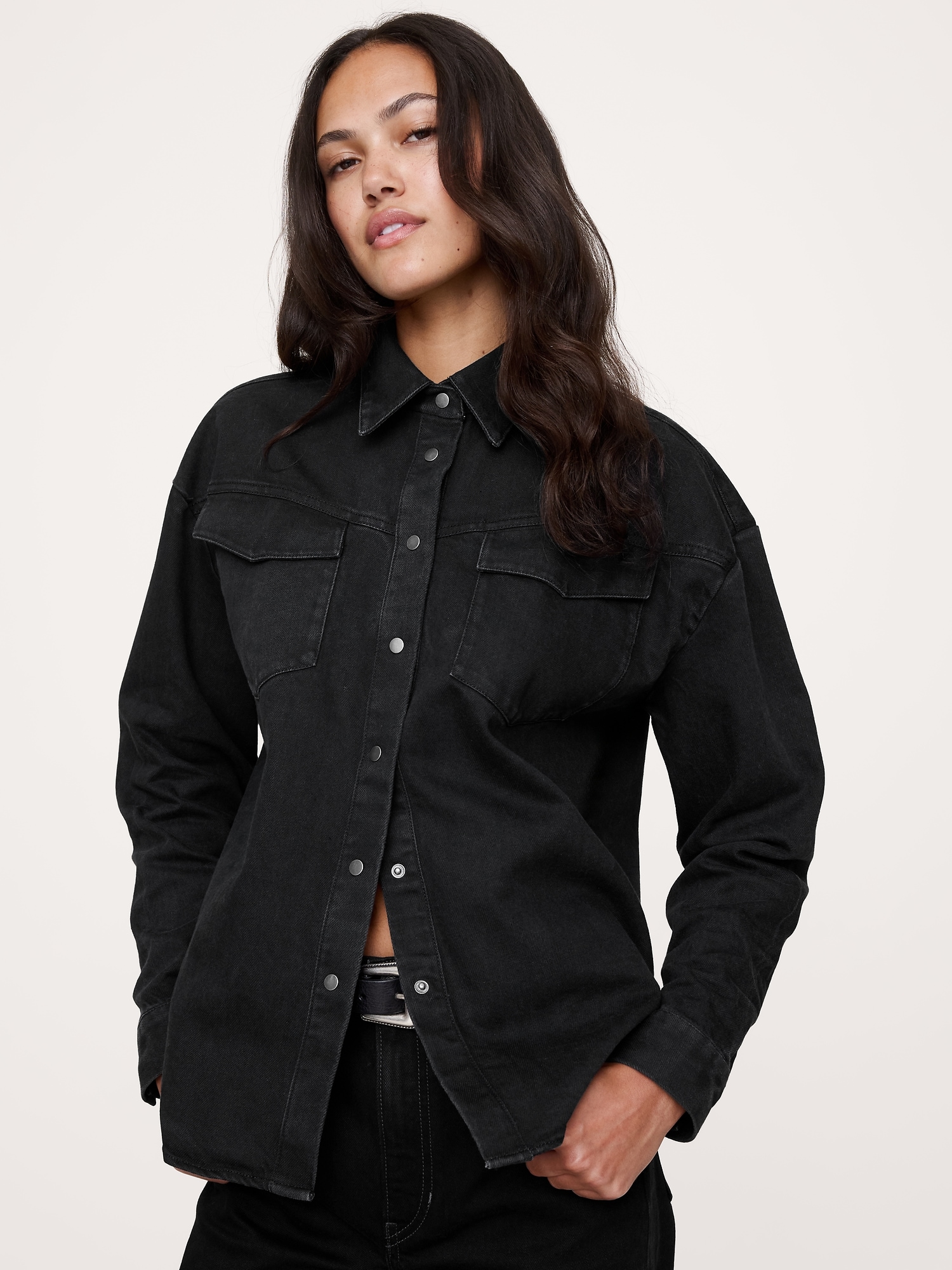 Image number 1 showing, Oversized Denim Western Shirt