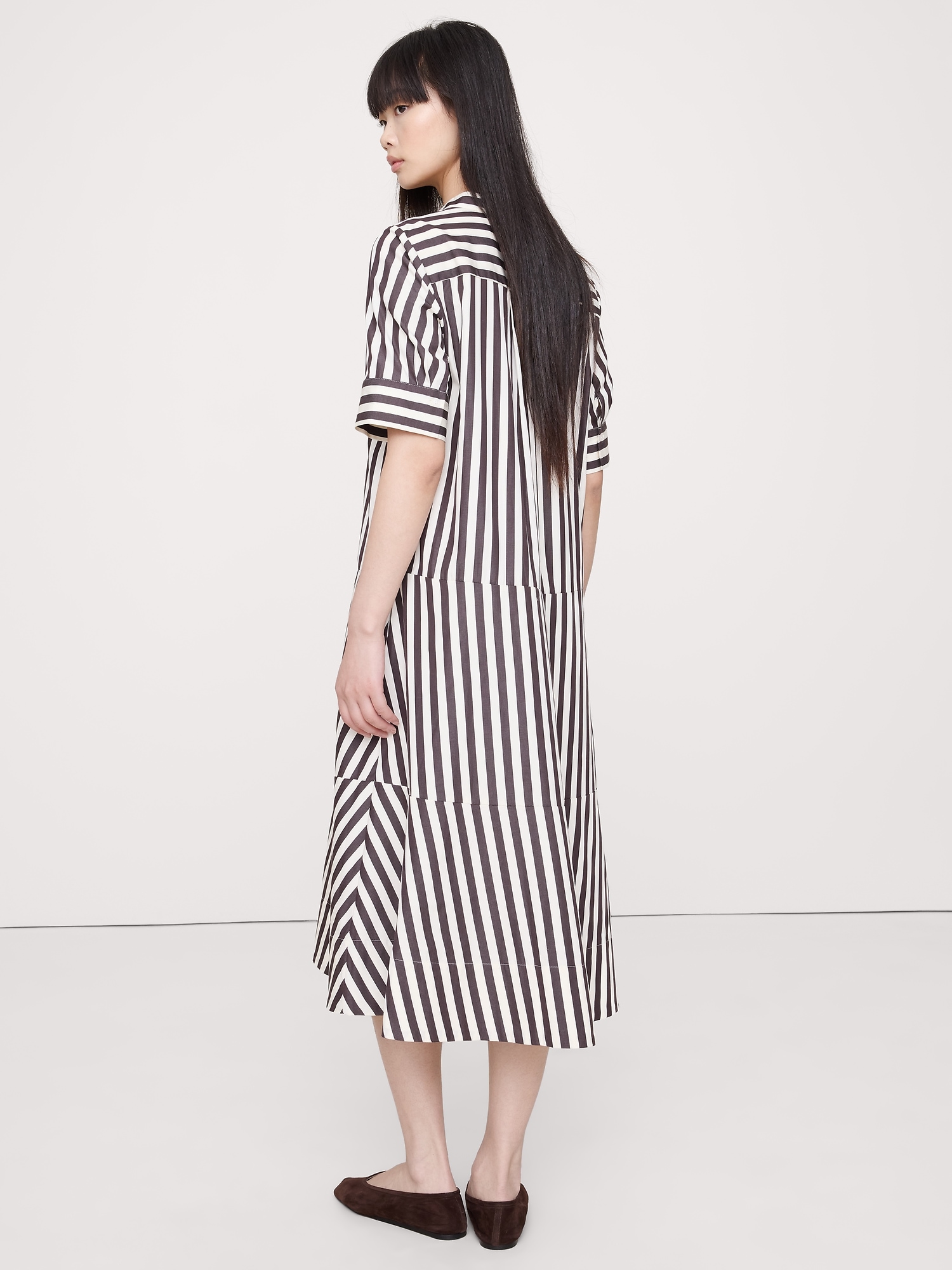 Image number 2 showing, Cotton Poplin Tuxedo-Front Midi Dress