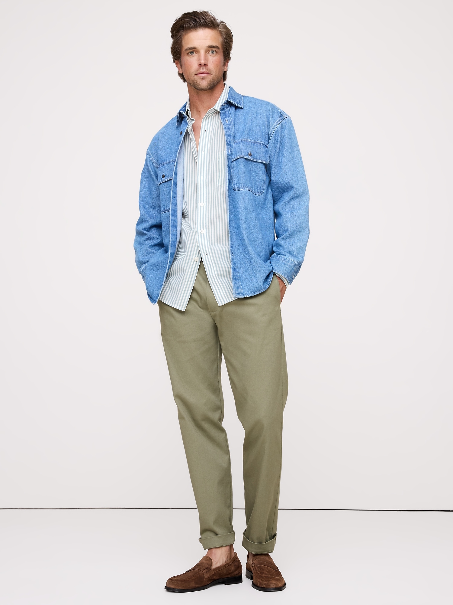 Straight Italian-Stretch Chino - Light Olive Green