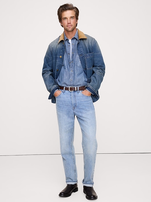 Relaxed-Fit Paint Splatter Cotton-Hemp Chambray Shirt