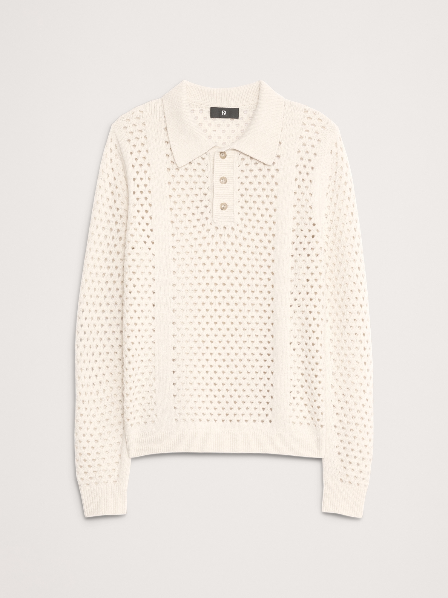 Image number 4 showing, ITALIAN WOOL-BLEND MESH SWEATER POLO