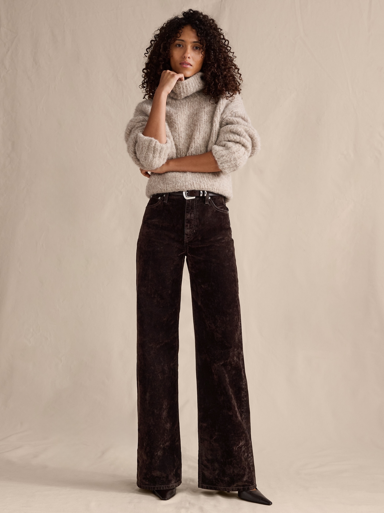 Image number 1 showing, The Icon Classic Wide-Leg Flocked Jean