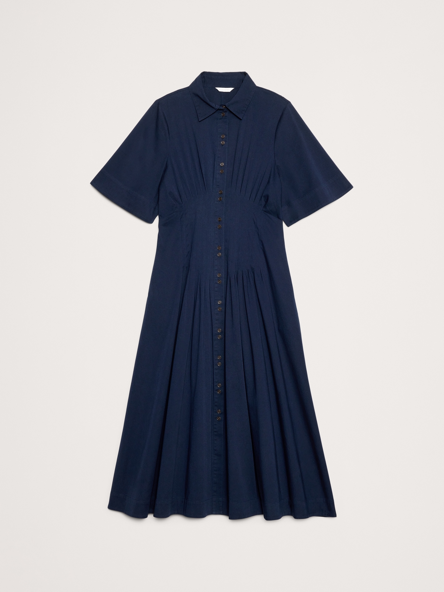 Image number 8 showing, STRETCH-COTTON POPLIN PINTUCK LONG-MIDI SHIRT DRESS