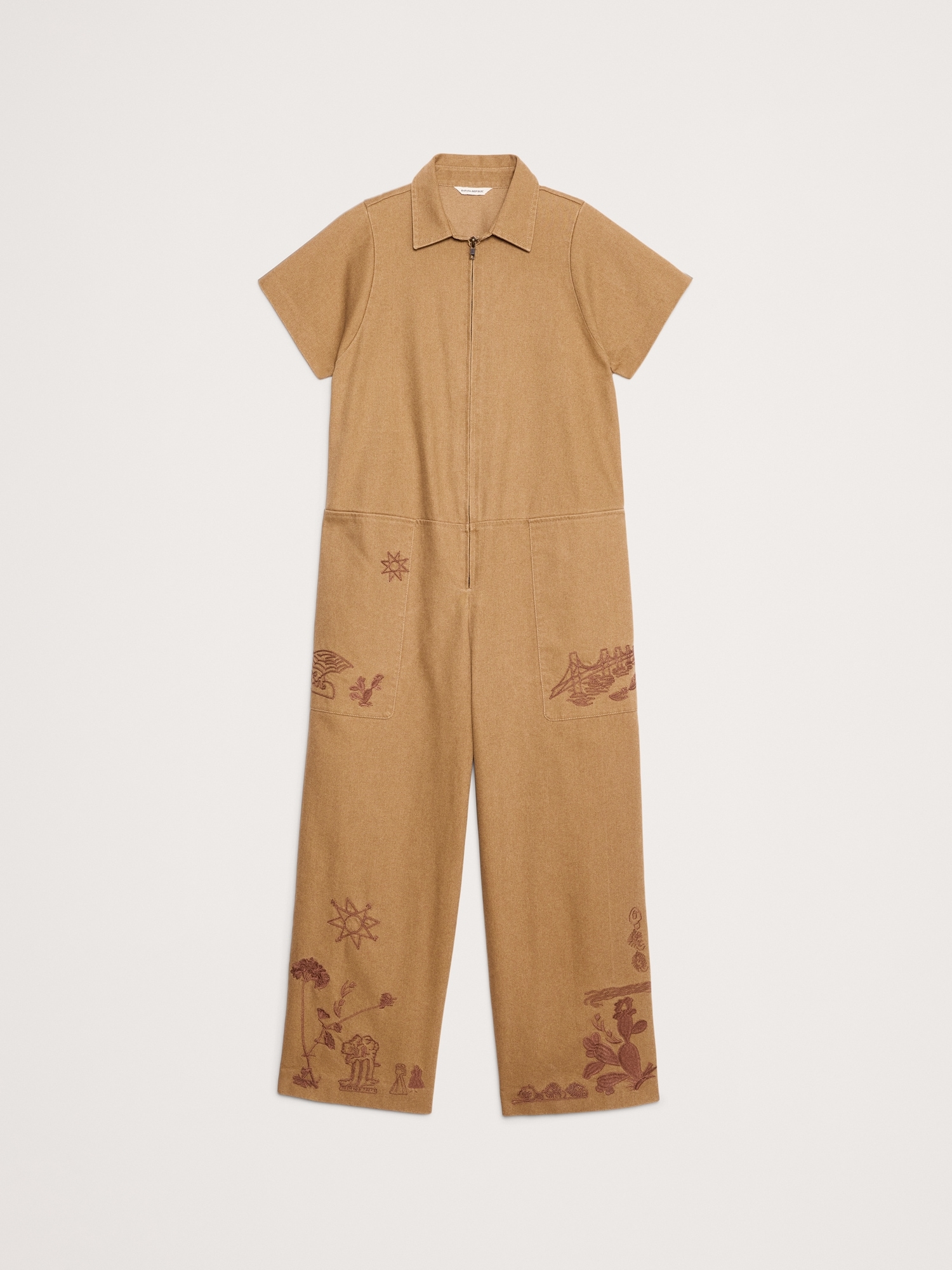 Image number 4 showing, RELAXED EMBROIDERED COTTON CANVAS JUMPSUIT