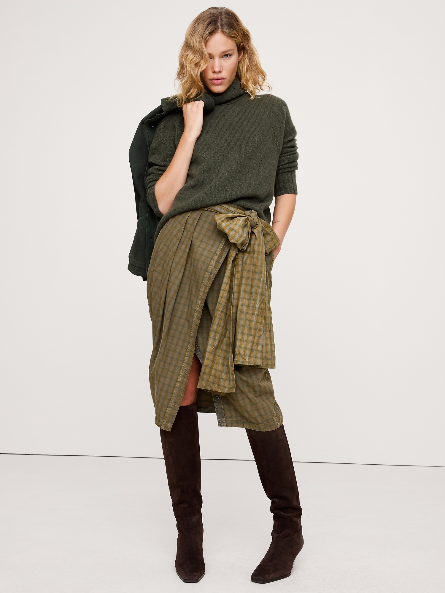 Cotton Poplin Midi Skirt